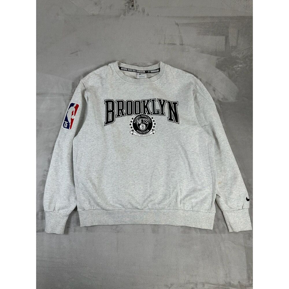 Nike NBA Brooklyn Nets 75th Anniversary Fleece Crewneck Sweatshirt Size L‎